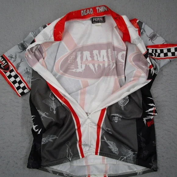 Primal Wear Dead Things Cycling Jersey Mens XL Gray Skeleton Bike Shirt Vintage - Picture 5 of 9